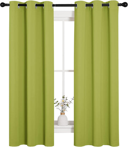 NICETOWN Blackout Curtain Panels - Thermal Insulated Grommet Top Drapes for Living Room | 34 x 63 Inches in Fresh Green