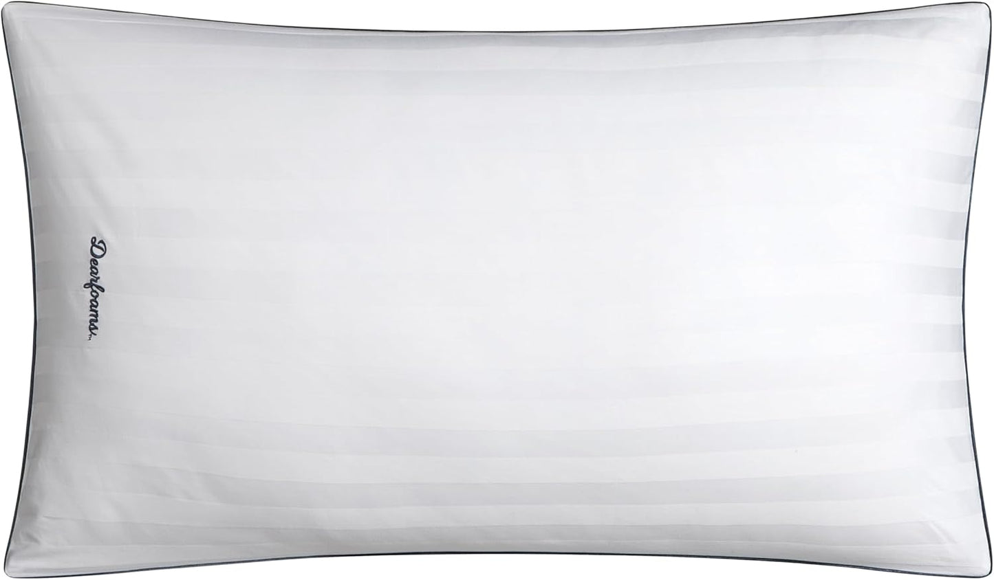 Dearfoams King Size Bed Pillows - Luxurious Cotton Stripe Down Alternative for All Sleep Positions