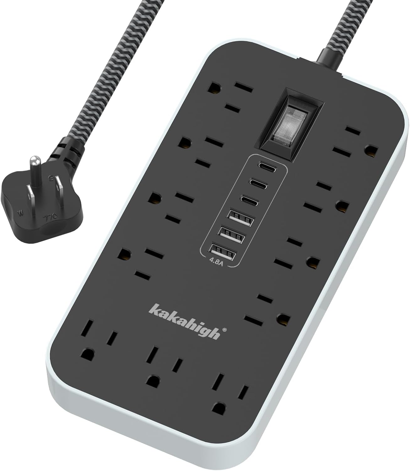 Skiennix Extension Cord with USB Ports - 5 FT Power Strip, 11 AC Outlets & 6 USB for Home & Office