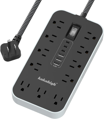 Skiennix Extension Cord with USB Ports - 5 FT Power Strip, 11 AC Outlets & 6 USB for Home & Office