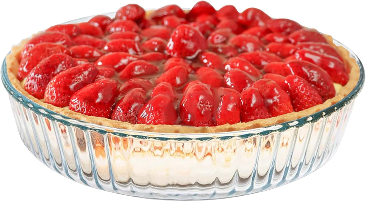 Skiennix 10-Inch Glass Deep Pie Dish - Durable Clear Baking Dish for Perfect Pies & Quiches