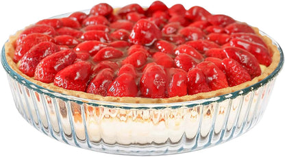 Skiennix 10-Inch Glass Deep Pie Dish - Durable Clear Baking Dish for Perfect Pies & Quiches