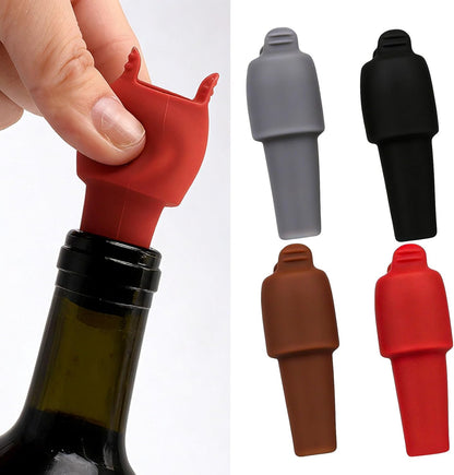 Silicone Wine Stopper, Reusable Double-Sealed Anti-Drop Bottle Cork, Silicone Wine Bottle Covers for Wine Bottles, Set of 4