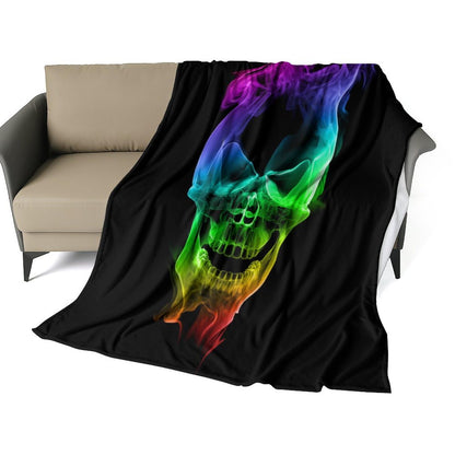 Smoking Skull Blanket Throw Soft Warm Flannel Blanket for Bed Sofa Couch Halloween for Kids 50"x40"