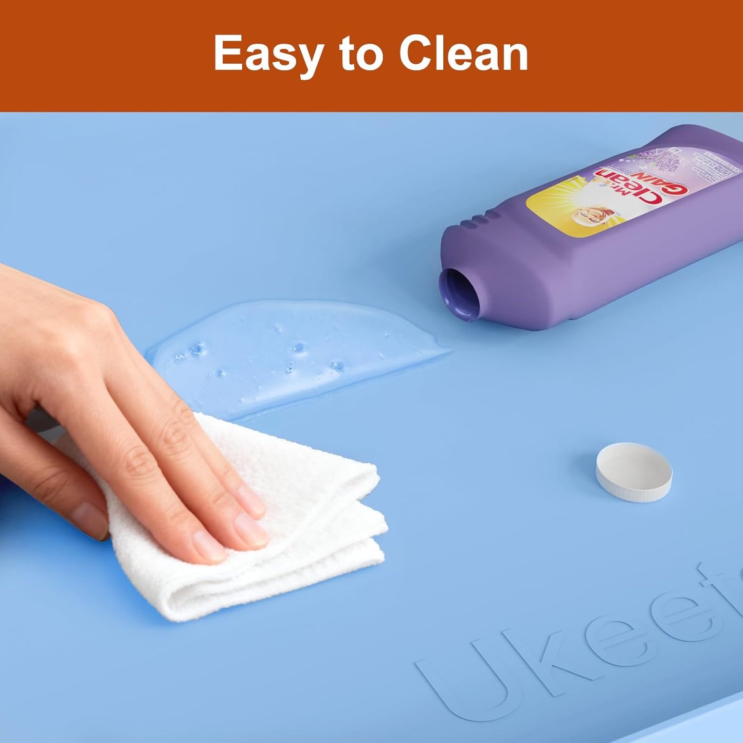 Ukeetap Extra Thick Silicone Mat - Waterproof Under Sink Mat for Kitchen & Bathroom | 34" x 22", Blue
