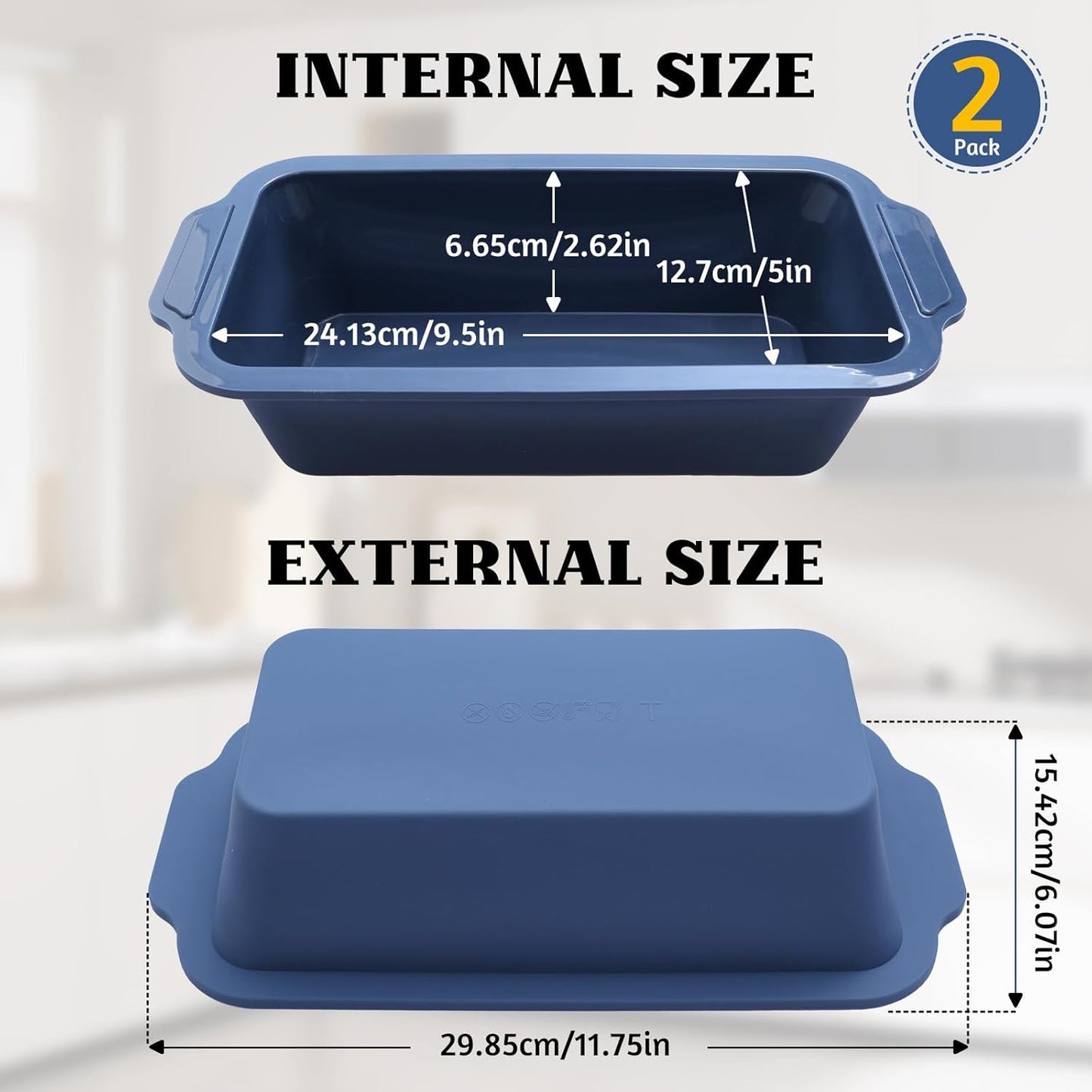 Skiennix Silicone Bread Pan - Nonstick 9.5 x 5 Inch Loaf Pan with Metal Frame for Baking Bread