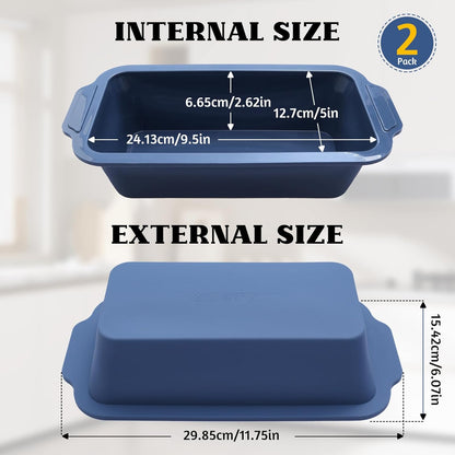 Skiennix Silicone Bread Pan - Nonstick 9.5 x 5 Inch Loaf Pan with Metal Frame for Baking Bread