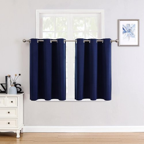 ChrisDowa Small Window Curtains - Grommet Thermal Insulated Room Darkening Panels | Navy Blue, 52 x 36 Inch