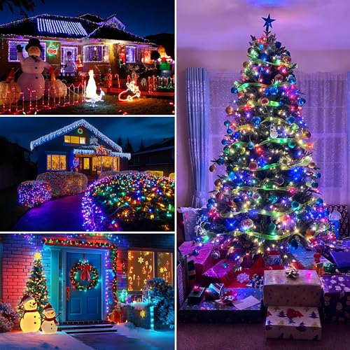 Multicolor Outdoor Christmas String Lights with Timer & Waterproof 8 Modes - 100 LED 2 Pack