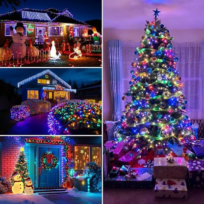 Multicolor Outdoor Christmas String Lights with Timer & Waterproof 8 Modes - 100 LED 2 Pack