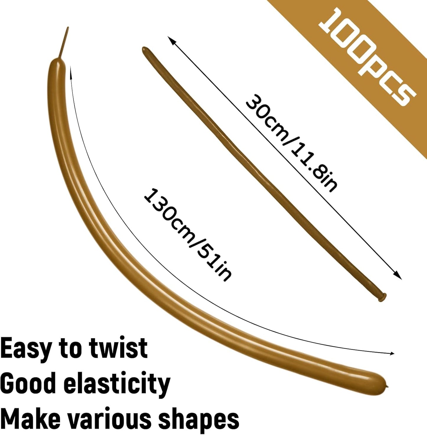 Skiennix 260 Latex Twisting Balloons - 100Pcs Brown Long Balloons for Animal Modeling & Party Decor