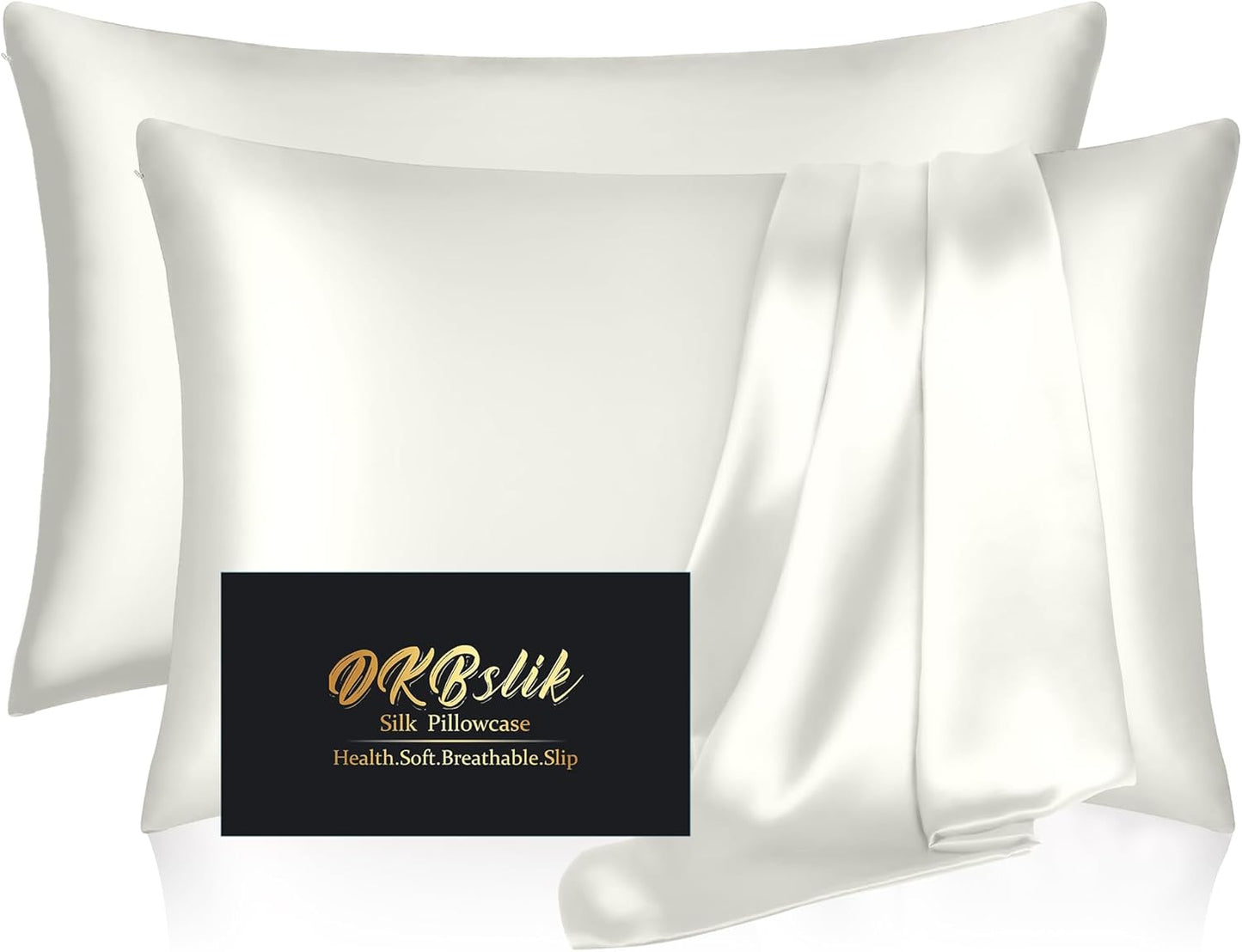 Mulberry Silk Pillowcase Set by Skiennix - Anti-Acne & Hair Care | King Size, Ivory, 2-Pack