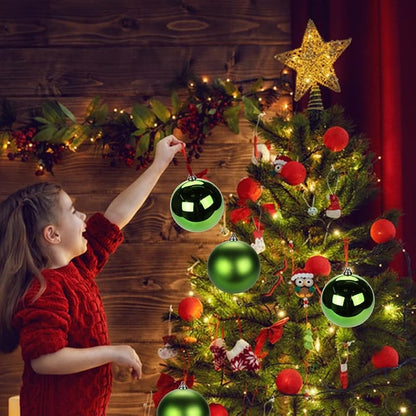 Large 5.9" Christmas Ornaments Balls (2 Pcs) Green – Shatterproof Hanging Loop, Indoor/Outdoor Decor