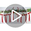 Christmas Velvet Bow Garland with Bells - Red Ribbon Holiday Decor