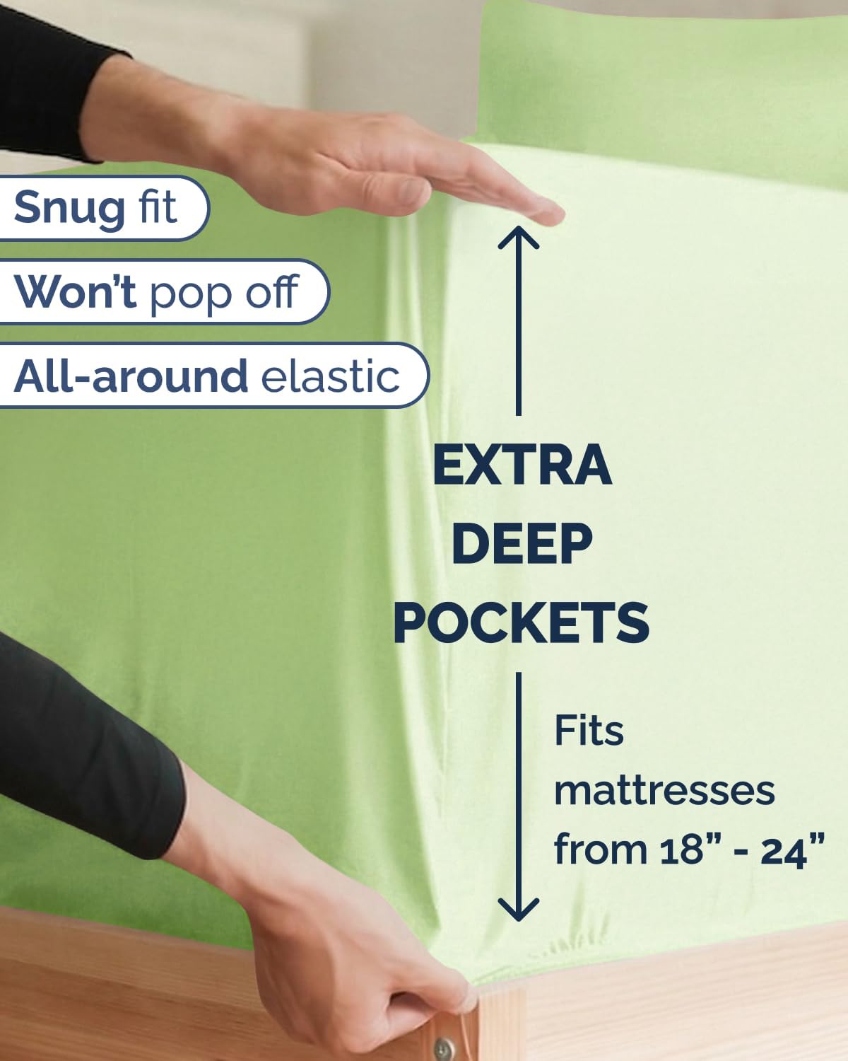 Skiennix Extra Deep Twin XL Sheet Set | 4-Piece Breathable Cooling Bedding - Soft, Wrinkle-Free Light Sage