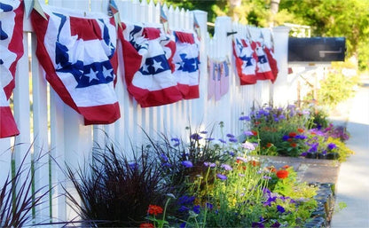 Memorial Day Decorations | Skiennix 1.5x3 Ft Patriotic Bunting Flags - 3-Pack Half Fan Banner