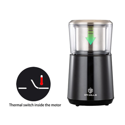 DR MILLS DM-7451 Electric coffee grinder, Coffee Bean Grinder Electric Dried Spice, nut, herb Grinder, detachable cup, Dishwashable, SUS304 stianlees steel