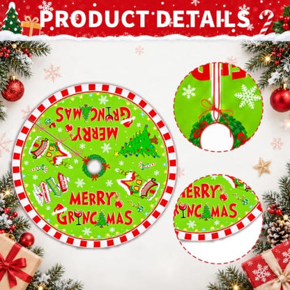 48-Inch Christmas Tree Skirt - Festive Green Red Holiday Decorations