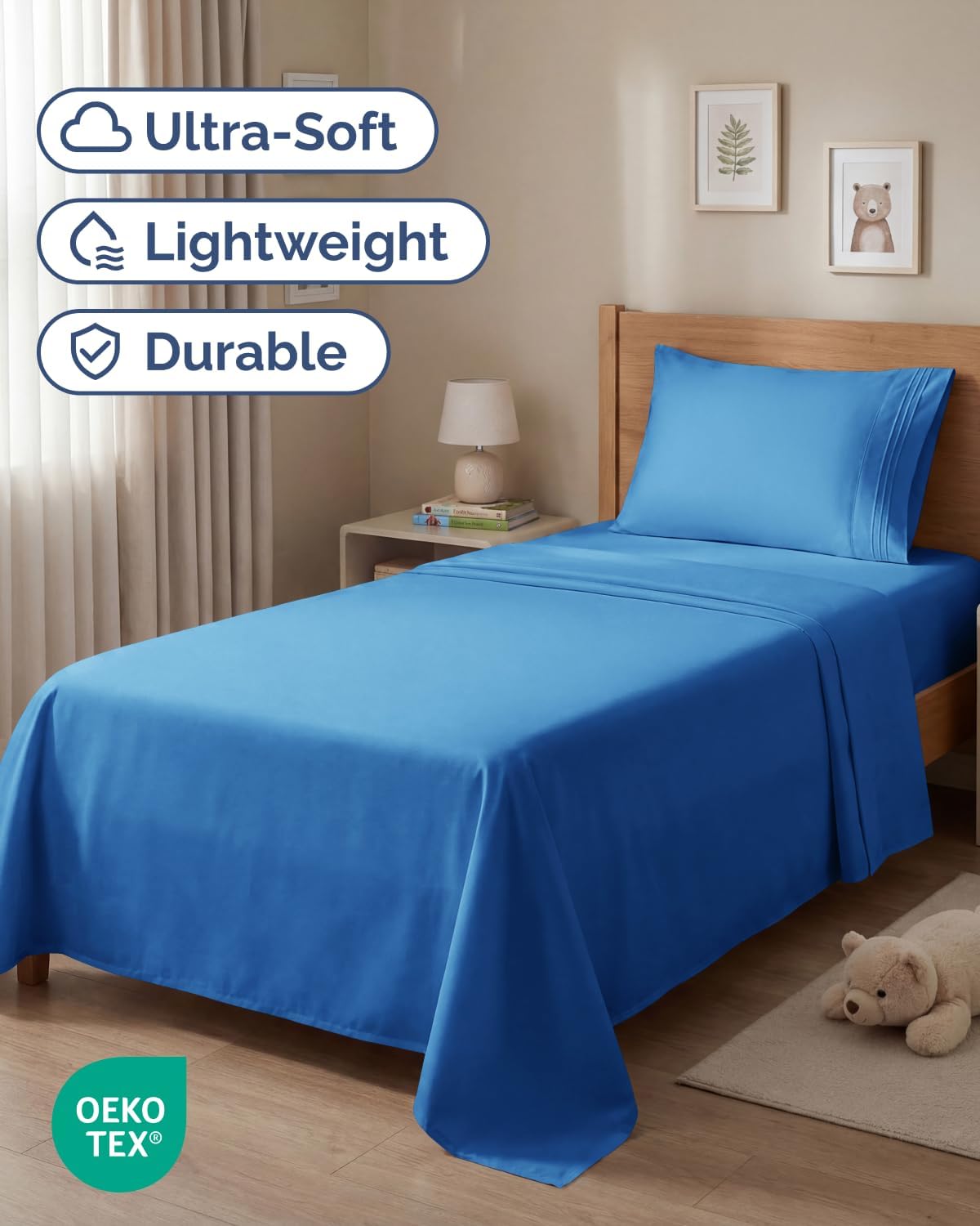 Royal Blue Twin Size 3-Piece Sheet Set | Comfy, Breathable, Cooling Bedding - Hotel Luxury for All