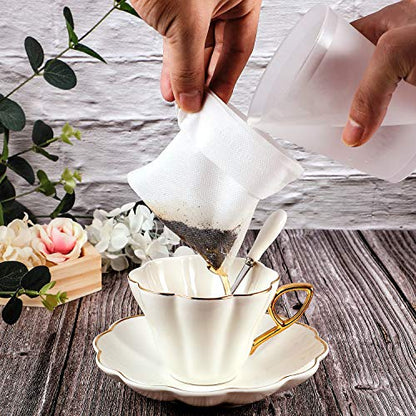 200 Pcs Tea Filter Bag Empty Loose Leaf Tea Bags Disposable Coffee Filter Bag Drawstring Filter Bags for Tea and Coffee 4 x 6 Inches