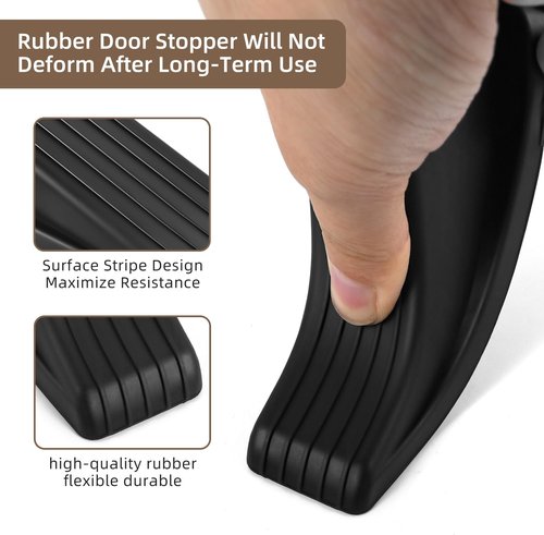 JZWBLILY Door Stoppers - Premium Rubber Wedge for Heavy Duty Doors | Sturdy & Stackable (Black, 2 Pack)