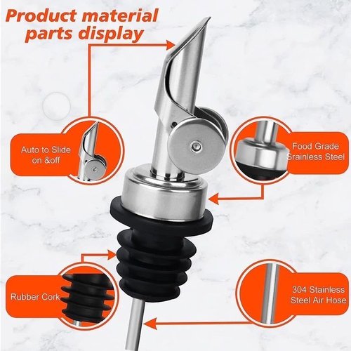 6PCS Weighted Liquor Bottle Pourers, Auto Flip Olive Oil Spout, Stainless Steel Olive Oil Dispenser Spout, Alcohol Pourer Spouts, Liquor Pourers for Suitable About 3/4" Bottle Mouth