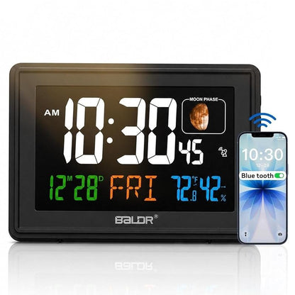Baldr 7'' Bluetooth Alarm Clock with Auto Time Sync – Black