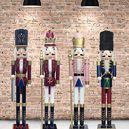 Large 4ft King Christmas Nutcracker Figurine - Wooden Holiday Decor for Front Door & Fireplace (Variation of THIS listing)