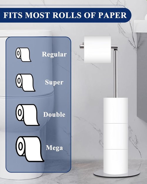 Housen Solutions Toilet Paper Holder - Modern Free Standing Design for 4 Rolls - Chrome Finish