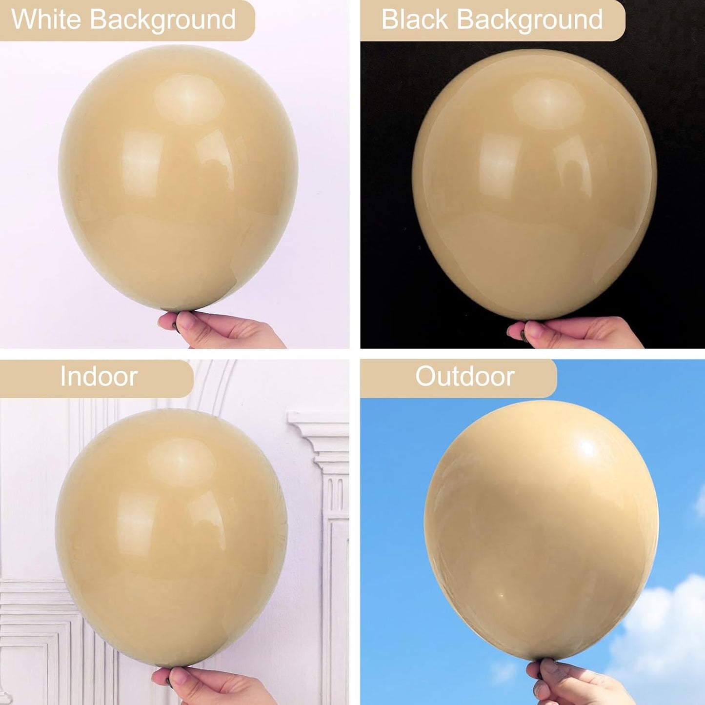 RUBFAC Vanilla Brown Beige Balloons - 129-Piece Neutral Boho Garland Kit for Weddings & Parties