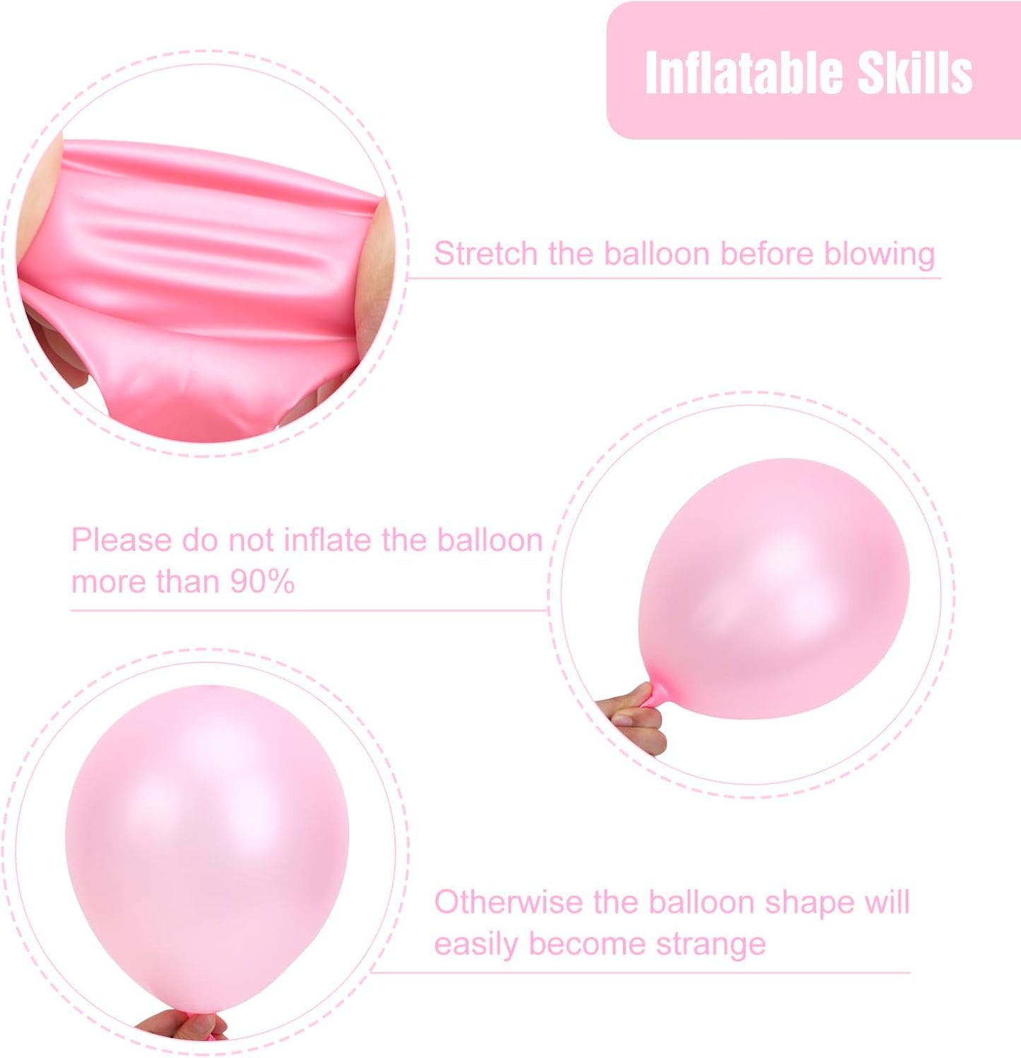 RUBFAC Pearl Pink Balloons - 129-Piece Latex Balloon Garland Kit for Weddings & Parties | 5-12 Inch Sizes