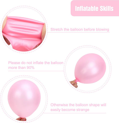 RUBFAC Pearl Pink Balloons - 129-Piece Latex Balloon Garland Kit for Weddings & Parties | 5-12 Inch Sizes