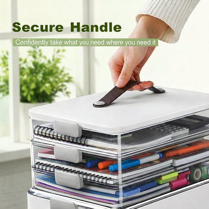 MOPALL 4-Tier Medicine Organizer - Portable Storage Box with Lid & Leather Handle | Home Office & Craft Organization