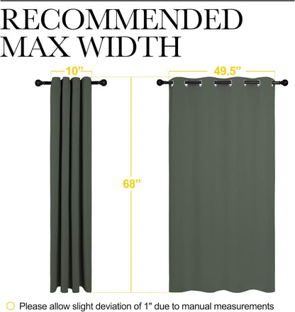 NICETOWN Thermal Insulated Blackout Curtains - Room Darkening Grommet Drapes, Dark Mallard, Set of 2 (55x68")
