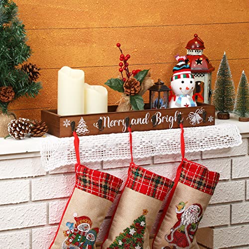 Wood Christmas Stocking Holder Box with 6 Hooks and Jingle Bell - Variation of THIS listing