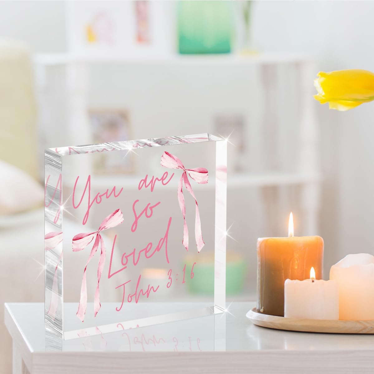 Skiennix Pink Bow Room Decor - Inspirational Bible Verse Quotes | Valentine's Day Gifts for Women