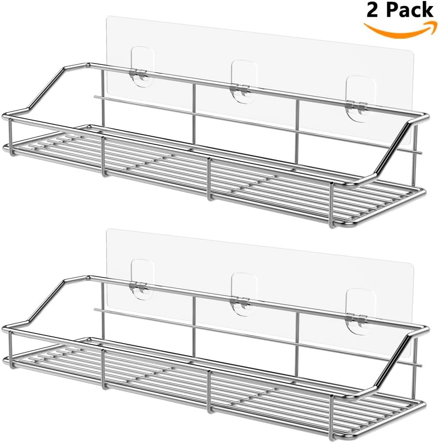 ODesign Shower Shelf Adhesive Strips - No Drilling, Transparent, 2 Pack for Bathroom & Kitchen Racks