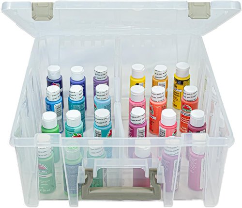 ArtBin Super Satchel Double Deep Compartment Box - Versatile Art Storage with 8 Removable Compartments (Gold)