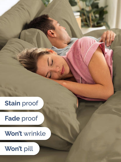 Skiennix Extra Deep Full Sheet Set - 6 Piece Breathable Cooling Bedding - Soft Wrinkle-Free Khaki