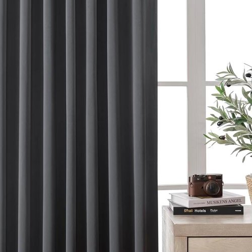 Joydeco 96 Inch Blackout Curtains for Bedroom, Black Out Curtains 96 inch Long, Room Darkening Thermal Insulated Drapes 2 Panels Set, Dark Grey Curtains for Living Room