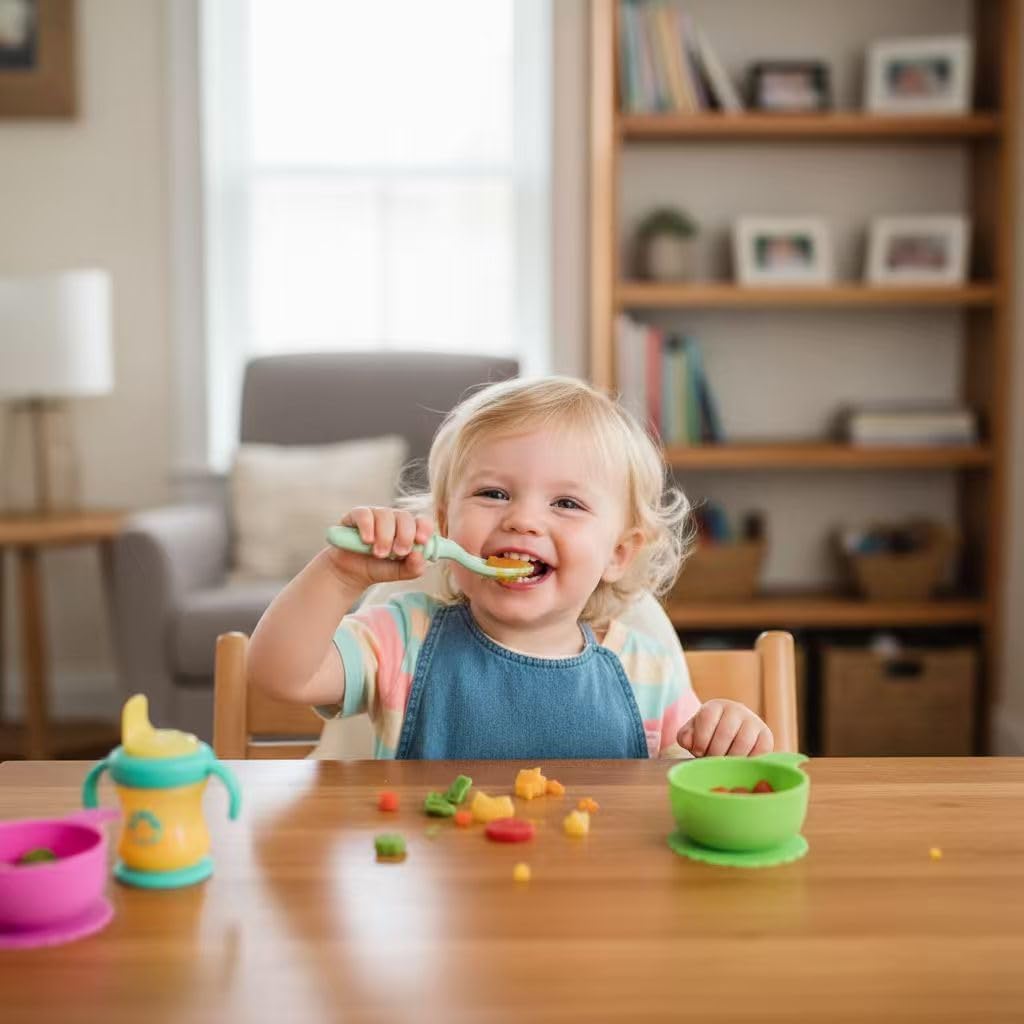 PandaEar Baby Spoons - 7 Pack Soft Silicone Self-Feeding Utensils for Toddlers | BPA-Free & Easy-Grip