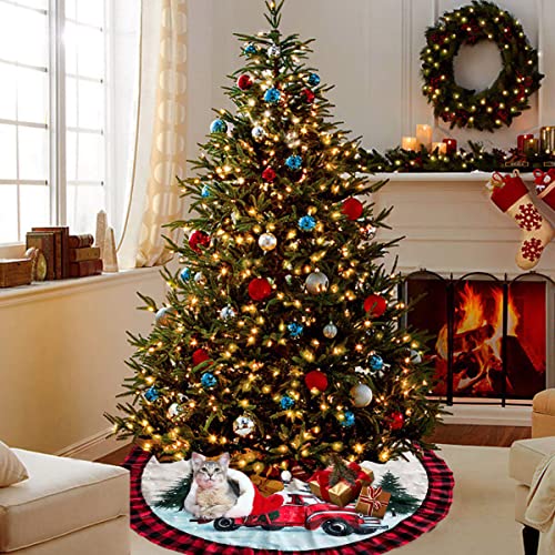 Christmas Truck Tree Skirt with Ruffle Edge - 48 Inch Farmhouse Decor - Variation of THIS listing