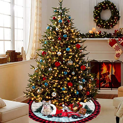 Christmas Truck Tree Skirt with Ruffle Edge - 48 Inch Farmhouse Decor - Variation of THIS listing