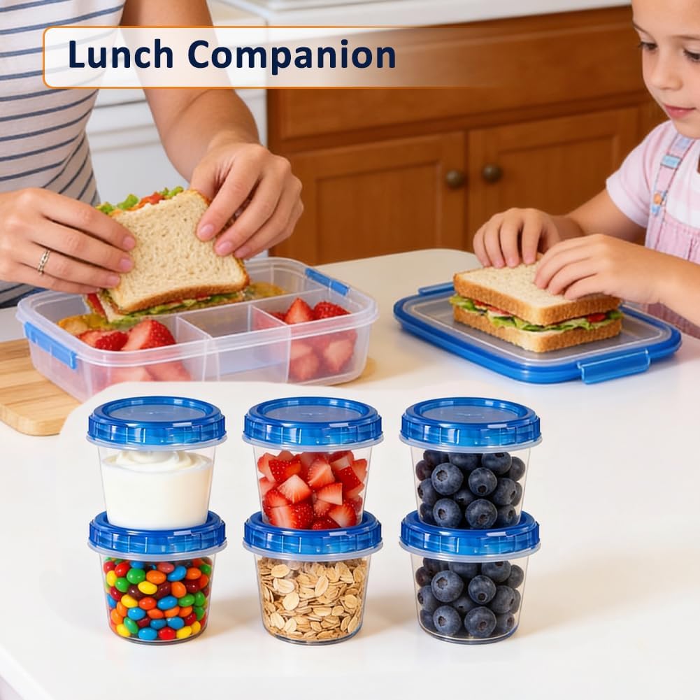 Skiennix Reusable Freezer Storage Containers - Airtight Twist Top Lids | 18 Pack, 34oz/17oz/4oz Sizes for Meal Prep