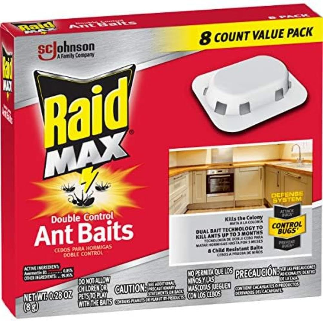 Raid Max Ant Baits - Double Control Formula Kills Entire Colony | 8 Count