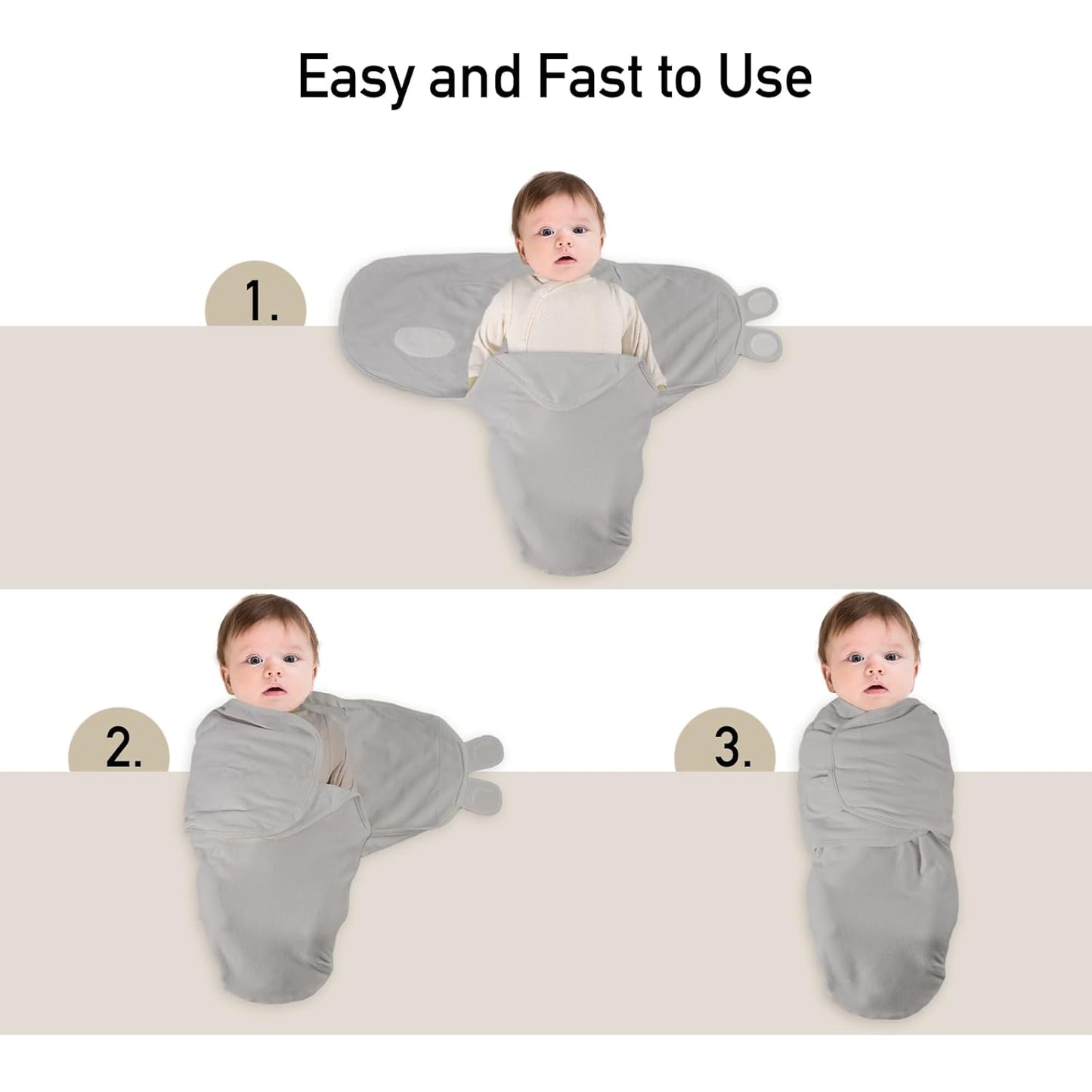 Skiennix Organic Baby Swaddle Sleep Sacks - 3-Pack Adjustable Wraps for Newborns | 100% Cotton, Soft & Snug
