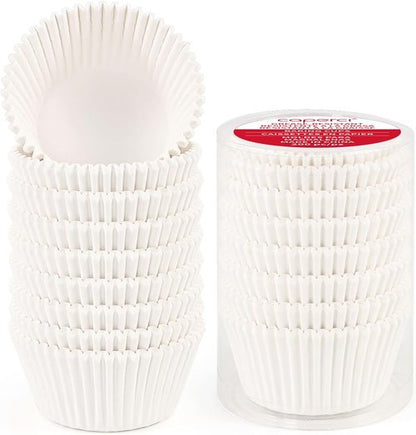 Caperci Cupcake Liners - Greaseproof Baking Cups for Weddings & Parties | 200 Count White