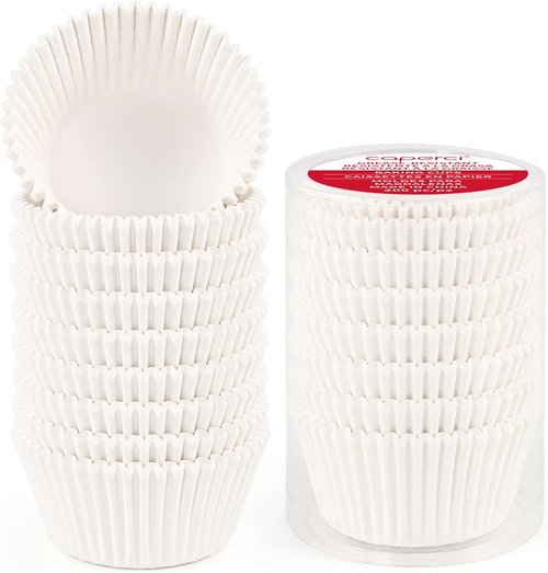 Caperci Cupcake Liners - Greaseproof Baking Cups for Weddings & Parties | 200 Count White