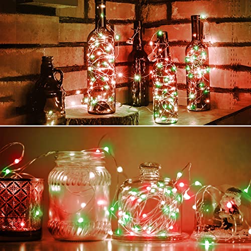 Battery Operated LED Fairy String Lights 16.4FT Red & Green Christmas Decor