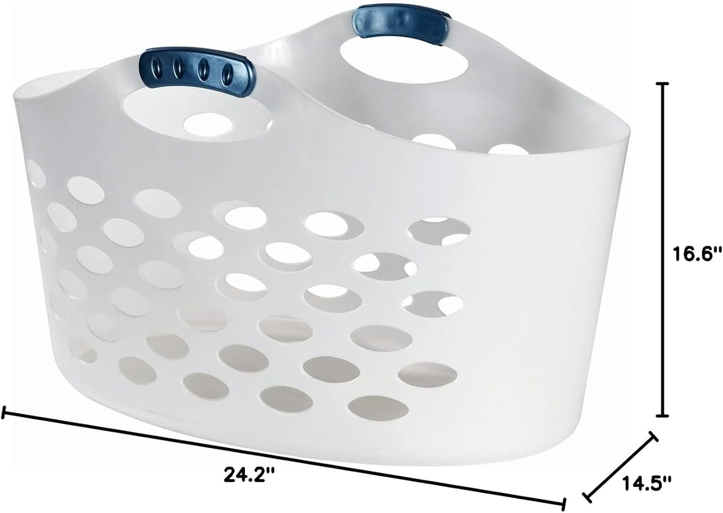 Rubbermaid Flex N Carry Laundry Basket - 1.5 Bushel Capacity, Durable & Portable, White